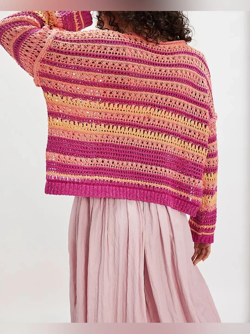 NWT Free People Madelyn Pullover - pink confetti combo - large